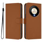 For Honor X9b / Magic6 Lite 5G Skin Feel Solid Color Leather Phone Case with Lanyard(Brown) - 2
