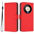 For Honor X9b / Magic6 Lite 5G Skin Feel Solid Color Leather Phone Case with Lanyard(Red) - 2