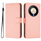 For Honor X9b / Magic6 Lite 5G Skin Feel Solid Color Leather Phone Case with Lanyard(Pink) - 2
