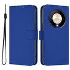 For Honor X9b / Magic6 Lite 5G Skin Feel Solid Color Leather Phone Case with Lanyard(Dark Blue) - 2