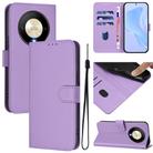 For Honor X9b / Magic6 Lite 5G Skin Feel Solid Color Leather Phone Case with Lanyard(Lavender Purple) - 1