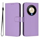 For Honor X9b / Magic6 Lite 5G Skin Feel Solid Color Leather Phone Case with Lanyard(Lavender Purple) - 2