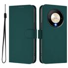 For Honor X9b / Magic6 Lite 5G Skin Feel Solid Color Leather Phone Case with Lanyard(Dark Green) - 2