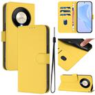 For Honor X9b / Magic6 Lite 5G Skin Feel Solid Color Leather Phone Case with Lanyard(Lemon Yellow) - 1