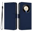 For Honor X9b / Magic6 Lite 5G Skin Feel Solid Color Leather Phone Case with Lanyard(Navy Blue) - 2
