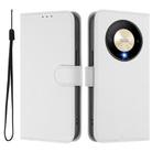 For Honor X9b / Magic6 Lite 5G Skin Feel Solid Color Leather Phone Case with Lanyard(White) - 2