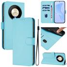 For Honor X9b / Magic6 Lite 5G Skin Feel Solid Color Leather Phone Case with Lanyard(Sky Blue) - 1