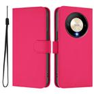 For Honor X9b / Magic6 Lite 5G Skin Feel Solid Color Leather Phone Case with Lanyard(Rose Red) - 2