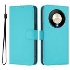 For Honor X9b / Magic6 Lite 5G Skin Feel Solid Color Leather Phone Case with Lanyard(Lake Blue) - 2