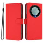 For Honor X40 / X9a / Magic5 Lite Skin Feel Solid Color Leather Phone Case with Lanyard(Red) - 2