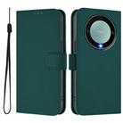 For Honor X40 / X9a / Magic5 Lite Skin Feel Solid Color Leather Phone Case with Lanyard(Dark Green) - 2