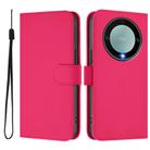 For Honor X40 / X9a / Magic5 Lite Skin Feel Solid Color Leather Phone Case with Lanyard(Rose Red) - 2