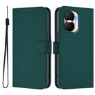 For Honor X40i Skin Feel Solid Color Leather Phone Case with Lanyard(Dark Green) - 2