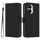 For Honor X40i Skin Feel Solid Color Leather Phone Case with Lanyard(Black) - 2