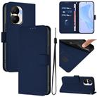 For Honor X40i Skin Feel Solid Color Leather Phone Case with Lanyard(Navy Blue) - 1