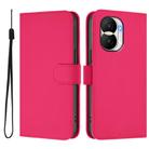 For Honor X40i Skin Feel Solid Color Leather Phone Case with Lanyard(Rose Red) - 2