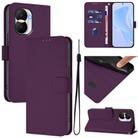 For Honor X40i Skin Feel Solid Color Leather Phone Case with Lanyard(Violet) - 1