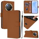 For Honor X9C 5G Global Skin Feel Solid Color Leather Phone Case with Lanyard(Brown) - 1