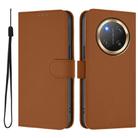 For Honor X9C 5G Global Skin Feel Solid Color Leather Phone Case with Lanyard(Brown) - 2