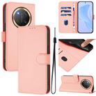 For Honor X9C 5G Global Skin Feel Solid Color Leather Phone Case with Lanyard(Pink) - 1