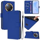 For Honor X9C 5G Global Skin Feel Solid Color Leather Phone Case with Lanyard(Dark Blue) - 1