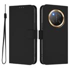 For Honor X9C 5G Global Skin Feel Solid Color Leather Phone Case with Lanyard(Black) - 2