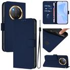 For Honor X9C 5G Global Skin Feel Solid Color Leather Phone Case with Lanyard(Navy Blue) - 1