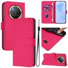 For Honor X9C 5G Global Skin Feel Solid Color Leather Phone Case with Lanyard(Rose Red) - 1
