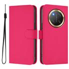For Honor X9C 5G Global Skin Feel Solid Color Leather Phone Case with Lanyard(Rose Red) - 2