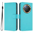 For Honor X9C 5G Global Skin Feel Solid Color Leather Phone Case with Lanyard(Lake Blue) - 2