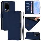 For Honor GT Skin Feel Solid Color Leather Phone Case with Lanyard(Navy Blue) - 1