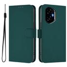 For Honor 300 Skin Feel Solid Color Leather Phone Case with Lanyard(Dark Green) - 2