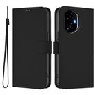 For Honor 300 Skin Feel Solid Color Leather Phone Case with Lanyard(Black) - 2