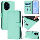 For Honor 300 Skin Feel Solid Color Leather Phone Case with Lanyard(Mint Green) - 1