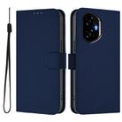 For Honor 300 Skin Feel Solid Color Leather Phone Case with Lanyard(Navy Blue) - 2