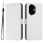 For Honor 300 Skin Feel Solid Color Leather Phone Case with Lanyard(White) - 2