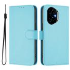 For Honor 300 Skin Feel Solid Color Leather Phone Case with Lanyard(Sky Blue) - 2