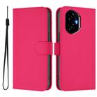For Honor 300 Skin Feel Solid Color Leather Phone Case with Lanyard(Rose Red) - 2