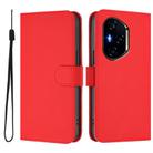For Honor 300 Pro / 300 Ultra Skin Feel Solid Color Leather Phone Case with Lanyard(Red) - 2