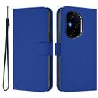 For Honor 300 Pro / 300 Ultra Skin Feel Solid Color Leather Phone Case with Lanyard(Dark Blue) - 2