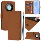 For Honor X9c Smart Global  Skin Feel Solid Color Leather Phone Case with Lanyard(Brown) - 1
