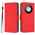 For Honor X9c Smart Global  Skin Feel Solid Color Leather Phone Case with Lanyard(Red) - 2