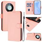 For Honor X9c Smart Global  Skin Feel Solid Color Leather Phone Case with Lanyard(Pink) - 1