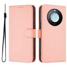For Honor X9c Smart Global  Skin Feel Solid Color Leather Phone Case with Lanyard(Pink) - 2