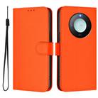 For Honor X9c Smart Global  Skin Feel Solid Color Leather Phone Case with Lanyard(Orange) - 2