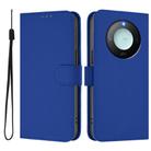 For Honor X9c Smart Global  Skin Feel Solid Color Leather Phone Case with Lanyard(Dark Blue) - 2