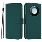 For Honor X9c Smart Global  Skin Feel Solid Color Leather Phone Case with Lanyard(Dark Green) - 2
