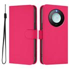 For Honor X9c Smart Global  Skin Feel Solid Color Leather Phone Case with Lanyard(Rose Red) - 2