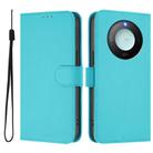 For Honor X9c Smart Global  Skin Feel Solid Color Leather Phone Case with Lanyard(Lake Blue) - 2
