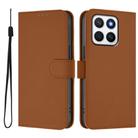 For Honor X8c 4G Global Skin Feel Solid Color Leather Phone Case with Lanyard(Brown) - 2